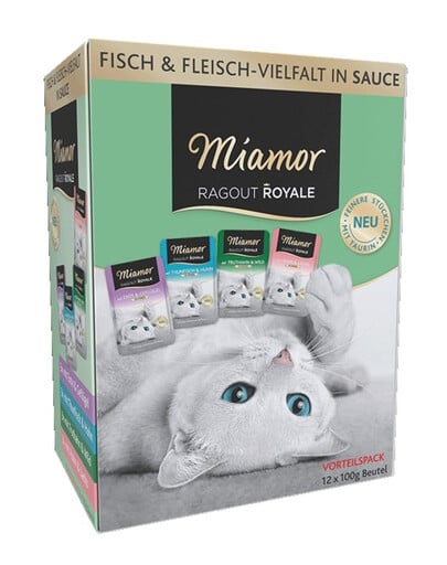 MIAMOR RAGOUT ROYALE Multibox 12x100g hydinové príchute v omáčke sáčky s kuracím mäsom, kačacím mäsom, hydinou a morčacím mäsom