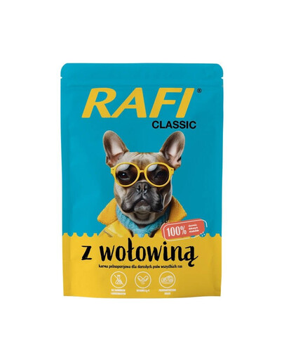 RAFI Classic hovädzie mokré krmivo pre psy 400g