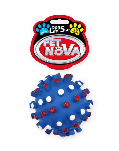 PET NOVA DOG LIFE STYLE Hračka v tvare ježka s výčnelkami, 8,5 cm, modrá