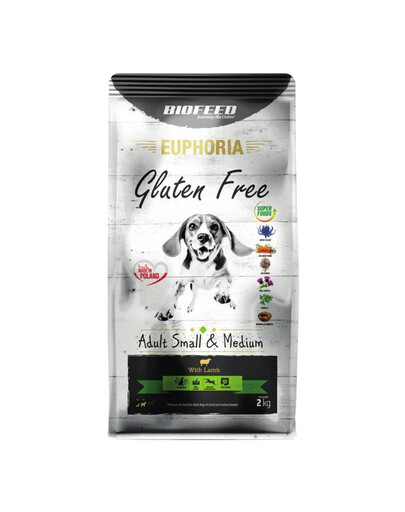 BIOFEED EUPHORIA Gluten Free s jahňacinou pre psov malých a stredných plemien 2 kg