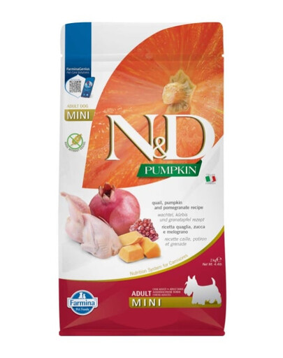 FARMINA N&D Pumpkin Dog Adult mini 2 kg Prepelica, tekvica, granátové jablko