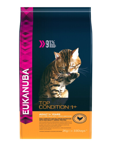 EUKANUBA Cat Adult All Breeds Top Condition Granule pre mačky Kuracie mäso & Pečeň 2 kg