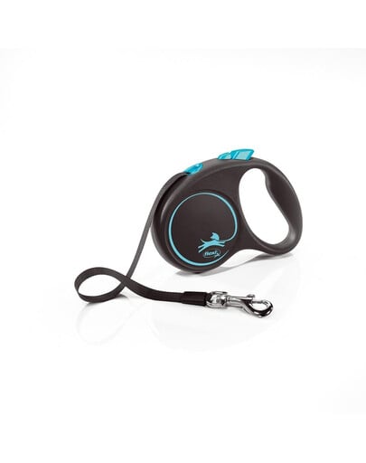 E-shop FLEXI Vodítko Black Design S pásik 5 m modré