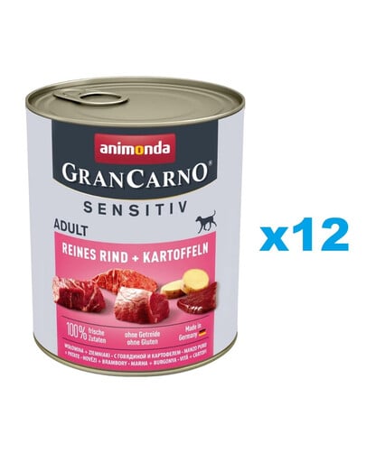 ANIMONDA Grancarno Sensitive hovädzie a zemiaky 12 x 800g