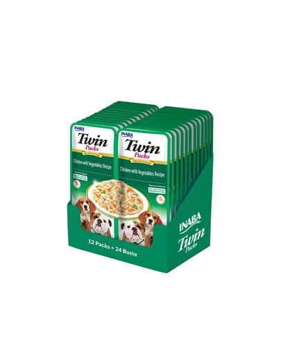 INABA Dog Twin Chicken, zelenina vo vývare pre psov 24x40 g