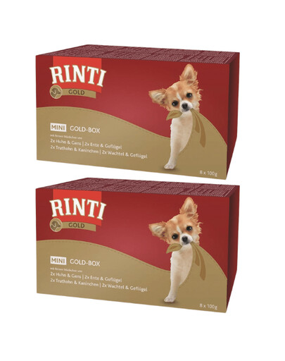 RINTI Gold Multibox Mini vanička kura a hus, morka a králik, kačica a hydina, prepelica a hydina 16x100g
