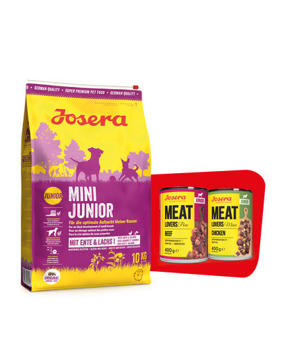 JOSERA Mini Junior 10kg  + 2 x 400g Meat Lovers Junior ZADARMO