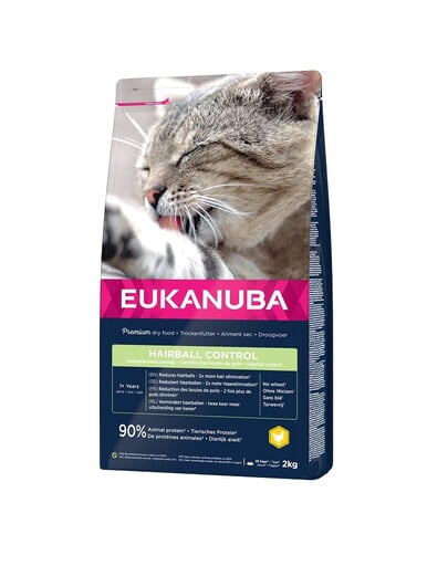 EUKANUBA Cat Hairball Control Adult Granule pre mačky kurča a pečeň 2 kg