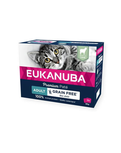 EUKANUBA Grain Free Adult jahňacia paštéta 12x85 g