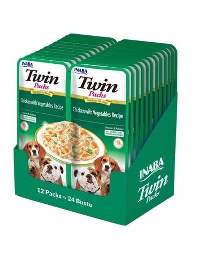 INABA Dog Twin Chicken, zelenina vo vývare pre psov 24x40 g