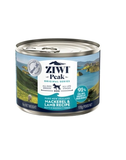 ZIWIPEAK Dog Original Series mokré krmivo pro psy s makrelou a jehněčím masem 170 g