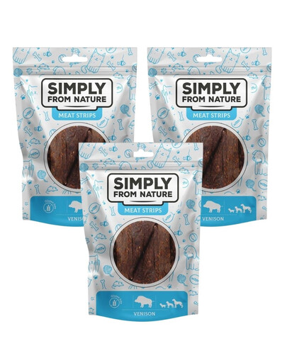SIMPLY FROM NATURE Meat Strips Zverinové stripsy pre psov 3x80 g