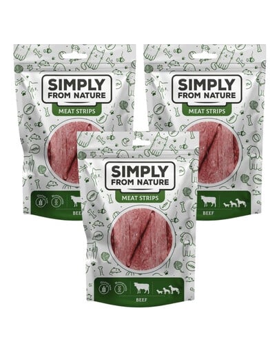 SIMPLY FROM NATURE Meat Strips Hovädzie stripsy pre psov 3x80 g