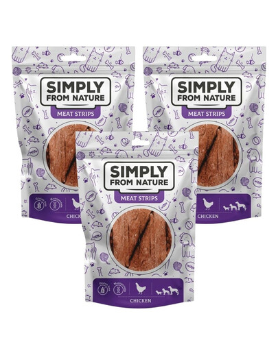 SIMPLY FROM NATURE Meat Strips Kuracie stripsy pre psov 3x80 g