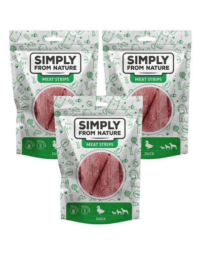 SIMPLY FROM NATURE Meat Strips Kačacie stripsy pre psov 3x80 g