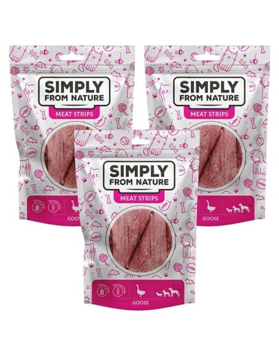 SIMPLY FROM NATURE Meat Strips Husacie stripsy pre psov 3x80 g