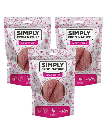 SIMPLY FROM NATURE Meat Strips Husacie stripsy pre psov 3x80 g