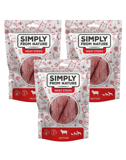 SIMPLY FROM NATURE Meat Strips Baranie stripsy pre psov 3x80 g