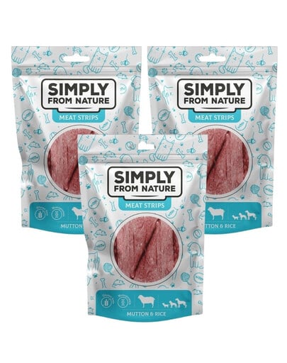 SIMPLY FROM NATURE Meat Strips Baranie stripsy s ryžou pre psov 3x80 g