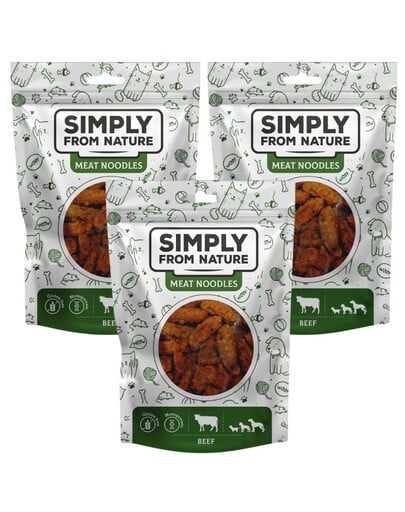 SIMPLY FROM NATURE Meat Noodles Hovädzie rolky pre psov 3x80 g