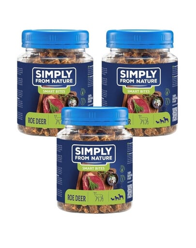 SIMPLY FROM NATURE Smart Bites Tréningová maškrta zo srnčieho mäsa 3x130 g