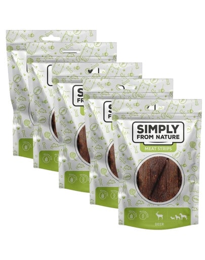 SIMPLY FROM NATURE Meat Strips maškrty pre psov s jeleným mäsom 5x80 g