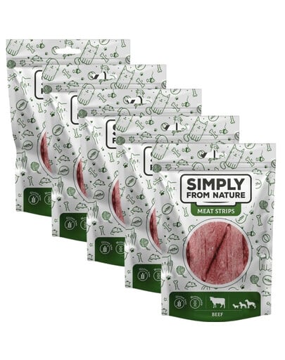 SIMPLY FROM NATURE Meat Strips maškrty pre psov s hovädzím mäsom 5x80 g