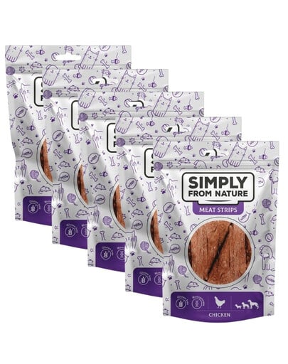 SIMPLY FROM NATURE Meat Strips maškrty s kuracím mäsom pre psov 5x80 g