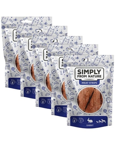 SIMPLY FROM NATURE Meat Strips maškrty s králikom pre psov 5x80 g