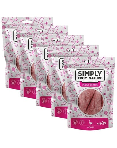 SIMPLY FROM NATURE Meat Strips psie maškrty s husím mäsom 5x80 g