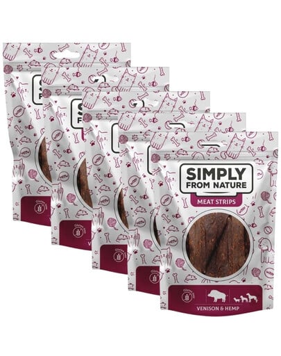 SIMPLY FROM NATURE Meat Strips Zverinové stripsy s konope pre psov 5x80 g