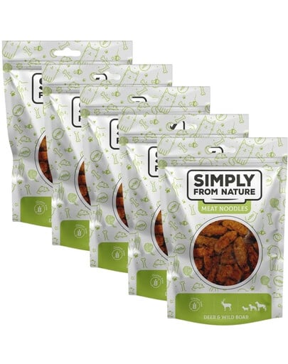 SIMPLY FROM NATURE Meat Noodles Jelenie a diviačie rolky pre psov  5x80 g