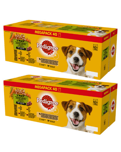 PEDIGREE Adult kapsičky 80x100g Mix chutí v omáčke: kuracie, hovädzie, morčacie, jahňacie so zeleninou