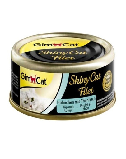 GIMCAT Shiny Cat Filet Chicken&Tuna 70g kuracie mäso a tuniak vo vývare