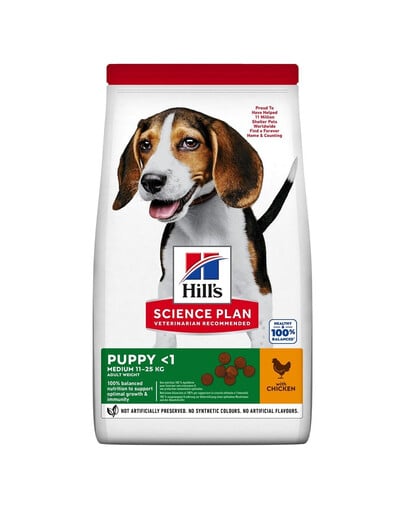 HILL'S Science Plan Canine Puppy Medium Chicken 18 kg + 2x konzerva a Ajax spray ZADARMO