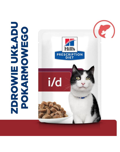 HILL'S Prescription Diet i/d Digestive Care vlhké krmivo pre mačky s lososom 12x85g v sáčkoch