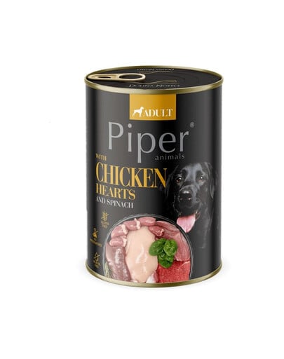 PIPER Dog Kuracie srdcia so špenátom 400 g