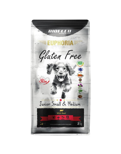 BIOFEED EUPHORIA Gluten Free s hovädzím mäsom pre šteňatá malých a stredných plemien 12 kg