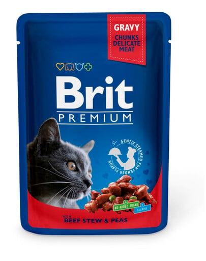 BRIT Premium Cat Adult Kapsička s hovädzím mäsom a hráškom 24 x 100 g