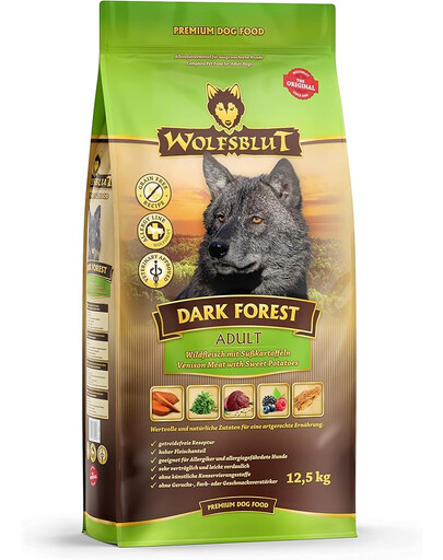 WOLFSBLUT Dark Forest Adult suché krmivo pre psov so zverinou a sladkými zemiakmi 12,5 kg