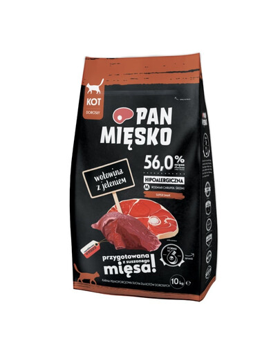 PAN MIĘSKO Chrumkavé hovädzie mäso s jelením pre mačky M 10kg