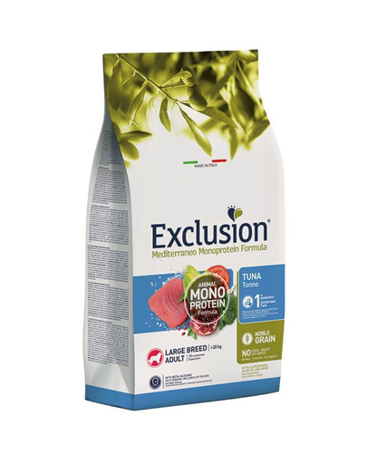 EXCLUSION MonoProtein Noble Grain large breed dogs krmivo pre psy veľkých plemien s tuniakom 12 kg