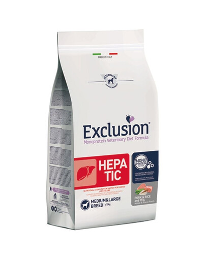 EXCLUSION Hepatic medium large breeds s bravčovým mäsom pre stredné a veľké plemená psov 12 kg