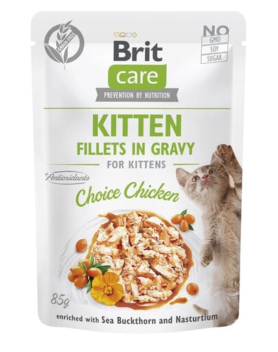 BRIT CARE Fillets in Jelly Pouch Kitten Choice Chicken 24x85g s kuracím mäsom pre mačiatka