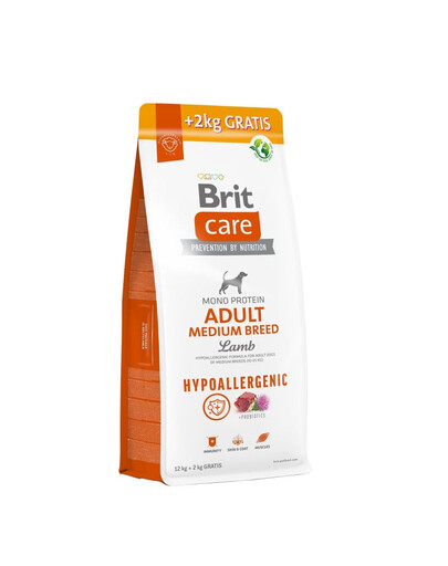 BRIT Care Hypoallergenic Adult Medium Breed Lamb 12+2 kg ZADARMO