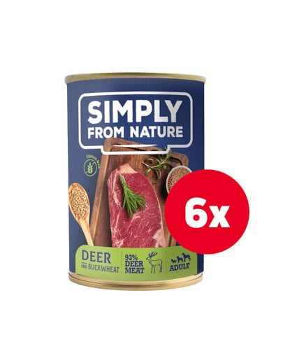 SIMPLY FROM NATURE Jelenie mäso s pohánkou 6 x 400 g + maškrta ZADARMO