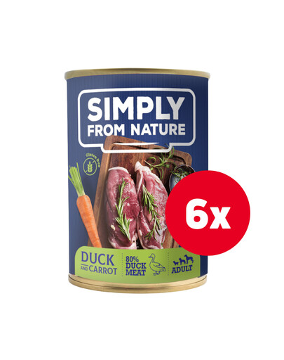 SIMPLY FROM NATURE Kačacie mäso s mrkvou 6 x 400 g + maškrta ZADARMO