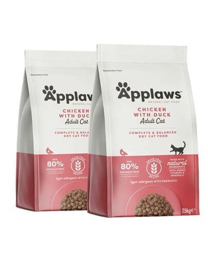 APPLAWS Dry Cat Adult 2 x 7,5 kg kuracie a kačacie mäso