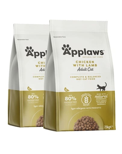 APPLAWS Dry Cat Adult 2 x 7,5 kg kuracie a jahňacie mäso