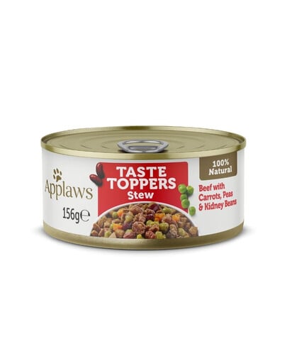 APPLAWS Taste Toppers Guláš s hovädzím mäsom, mrkvou a hráškom 72 x 156 g + Taste Toppers kuracie mäso vo vývare 72 x 156 g ZADARMO